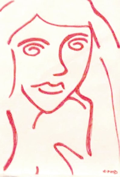Anne girl — pink line drawing, woman portrait