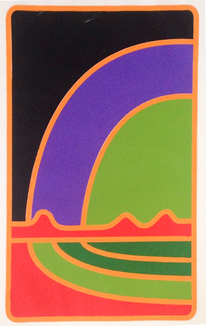 Day and night — abstract geometric landscape, layered color