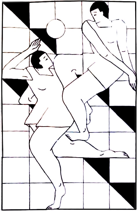Volleyball — two figures, geometric abstract illustration