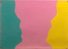Double Vision — teal pink and yellow silhouette screenprint