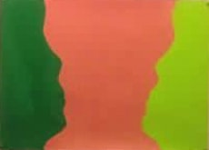 Double Vision — green coral and lime silhouette screenprint