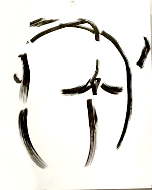 Booty — minimalist ink face with closed eyes