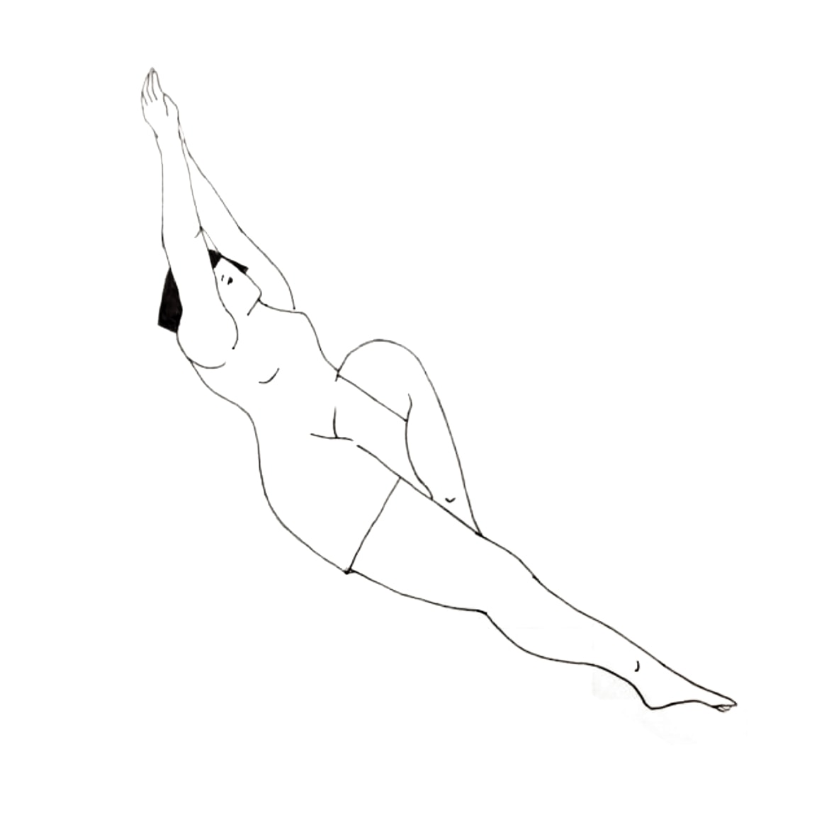 Diver — woman reaching upward, gestural line drawing