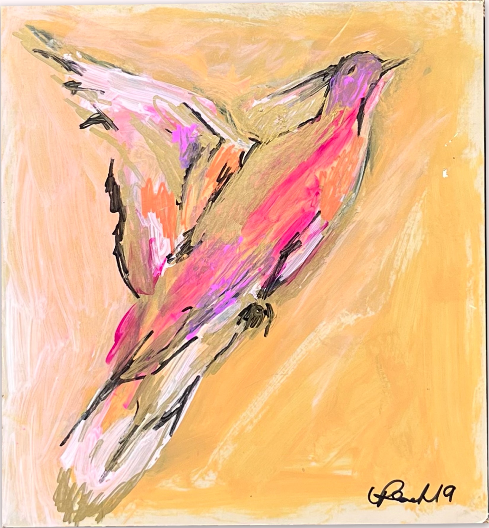 Birds — colorful expressive painting of birds in flight